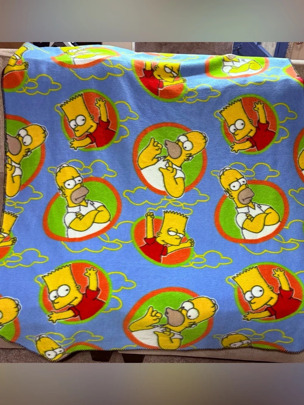 The Simpsons Character Fleece Throw Blanket - Cartoon Print #90’s Fleece Blanket